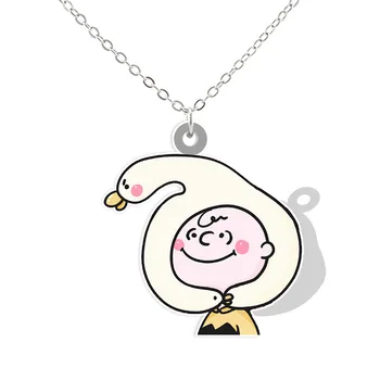 Новое ожерелье с подвеской Snoopy Charlie Lucy, акриловое ожерелье с рисунком из мультфильма, Модное трендовое ожерелье, ювелирные изделия Изображение 2