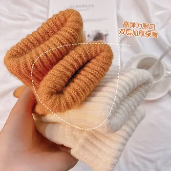 Новые зимние перчатки из плотной ткани, холодные и теплые уличные перчатки, пригодные для ношения осенью и зимой, вязаные нейтральные перчатки с сенсорным экраном Изображение 2