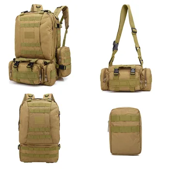 Новый 55-литровый Тактический рюкзак Большой емкости Рюкзак Водонепроницаемая Комбинированная сумка Molle для путешествий на открытом воздухе Походная Походная сумка для кемпинга