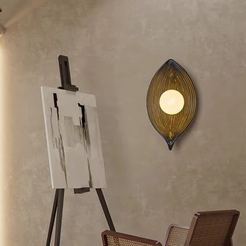 Новый современный светодиодный настенный светильник из смолы Nordic Creative Wood/White/Black Leaf, настенный светильник, подходящий для украшения гостиной, спальни Изображение 2