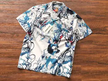 Новый стиль 23SS
 Рубашки Wacko Maria с граффити, мужские, женские, летние, Гавайский Пляжный стиль, повседневная рубашка с карманом на лацкане, Берсерк Изображение 2
