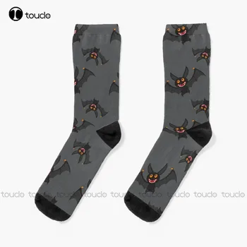Носки с рисунком летучих мышей Хлопчатобумажные носки на Хэллоуин для мужчин, носки для уличного скейтборда, Рождественский Подарок на Новый Год, подарок на заказ, мультфильм