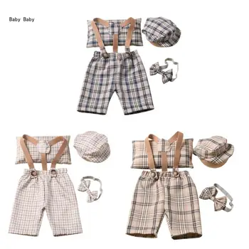 Одежда для фотосессии в подарок для душа новорожденного, Шапочка, Брюки, Боди для Фотосессии ребенка Q81A