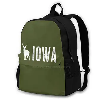 Олень: Сумка-рюкзак Iowa Для мужчин, женщин, девочек, подростков, Черное животное, Оленьи рога, Лагерь оленей, Лось, Лесные походы, Охота, Охотник