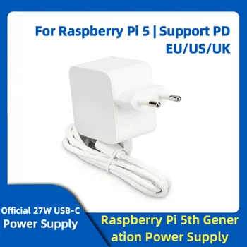 Оригинальный блок питания Raspberry Pi 5-го поколения Мощностью 27 Вт Поддерживает стандарт PD USB-C PD 5.1V5A