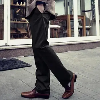 Осенние брюки Стильные мужские деловые брюки приталенного покроя, дышащие Мягкие брюки со средней талией, с карманами, застегивающимися на пуговицы-молнии, однотонные