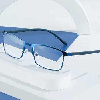 От -1,0 до -5,0 Металлические Полнокадровые очки для близорукости, блокирующие синий свет, для студентов с квадратным углом обзора, очки для близорукости для деловых мужчин