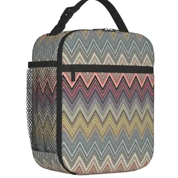 Пастельная домашняя Зигзагообразная сумка для ланча с изоляцией для женщин, водонепроницаемый камуфляжный богемный термохолодильник, коробка для бенто, коробка для пикника, путешествия