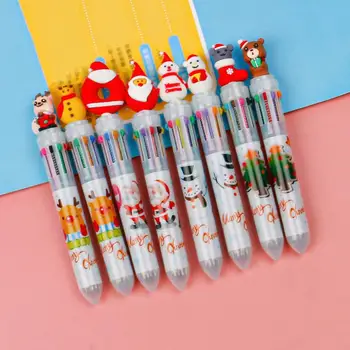 Пластиковая шариковая ручка, 4 шт., детская шариковая ручка, Рождественский набор шариковых ручек, милый мультяшный подарок в виде Санта-Клауса и Лося для детей