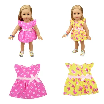 Платье с цветочным рисунком для 18-Дюймовой Американской Девочки-Куклы 45 см, Одежда для Девочек-Кукол, Аксессуары для Детей, Игрушка 