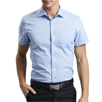 Плюс Размер 8XL 7XL Летняя Мужская Рубашка С Короткими Рукавами Модные Однотонные Саржевые Мужские Рубашки Формальный Деловой Белый Camisa Masculina Одежда Изображение 2