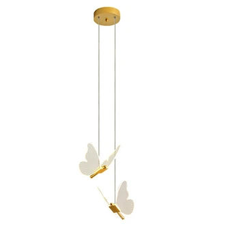 Подвесные светильники Butterfly LED Nordic Golden, прикроватная люстра, освещение для гостиной, прикроватная лампа для спальни
