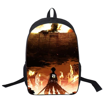 Подростковая Атака на Титанов Аниме Сумка для книг Модная Детская Школьная сумка Ripstop Высококачественный рюкзак Портативный Водонепроницаемый рюкзак с 3D Принтом Изображение 2