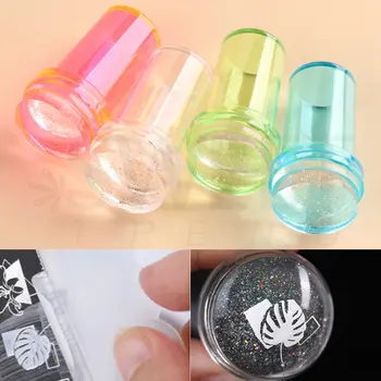 Прозрачный стампер для ногтей со скребком, силиконовый штамп с желеобразным блеском для французских ногтей, наборы для маникюра, стемпинг для дизайна ногтей Изображение 2