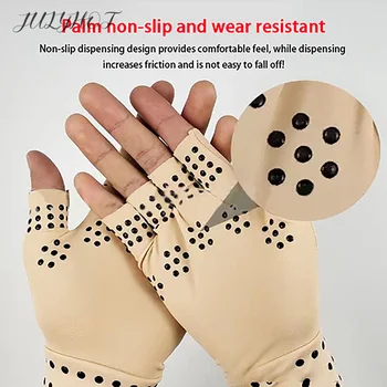 Спортивные Перчатки для верховой езды, защищающие суставы, перчатки с защитой от давления на половину пальца, эластичные перчатки для дозирования цвета кожи Изображение 2