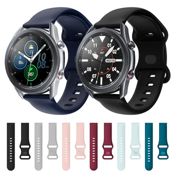Спортивный мягкий силиконовый ремешок с двойной пряжкой для Samsung Watch 3 41 45 мм Браслет Galaxy Watch S3 Сменные ремешки для часов
