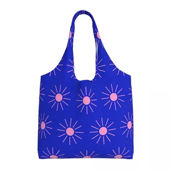 Увеличьте объем, Синяя сумка-тоут для покупок, женская уличная художественная холщовая сумка для покупок Eldridge, сумки большой емкости Изображение 2