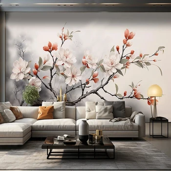 Фотообои на заказ Креативное китайское Зеленое растение Лесные Цветы Фоновое Украшение стен Фреска Papel De Parede Home Décor