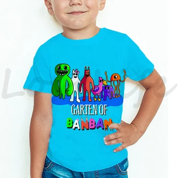 Футболка Garten Of Banban с 3D Принтом для Детей, Повседневная футболка с героями Мультфильмов для мальчиков и девочек, Летние Топы с круглым вырезом, Детская футболка с коротким рукавом