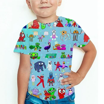 Футболка Garten Of Banban с 3D Принтом для Детей, Повседневная футболка с героями Мультфильмов для мальчиков и девочек, Летние Топы с круглым вырезом, Детская футболка с коротким рукавом Изображение 2