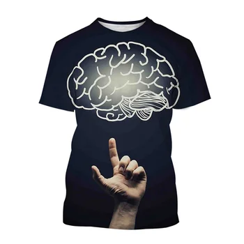 Футболка с 3D принтом Brain Art, мужские женские повседневные футболки с изображением человеческих органов, летняя футболка в стиле харадзюку с короткими рукавами, уличная одежда, топы