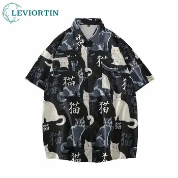 Хип-хоп Гавайская Мужская рубашка с коротким рукавом Уличная Одежда С цветочным принтом Летние Пляжные рубашки на пуговицах 2023 Повседневная Мужская блузка Топы