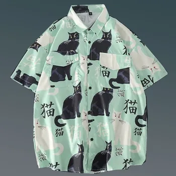 Хип-хоп Гавайская Мужская рубашка с коротким рукавом Уличная Одежда С цветочным принтом Летние Пляжные рубашки на пуговицах 2023 Повседневная Мужская блузка Топы Изображение 2