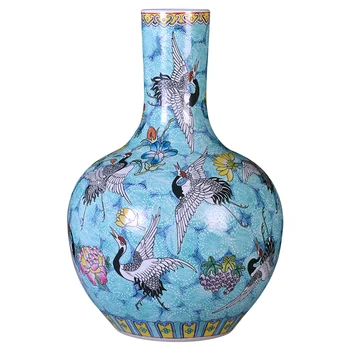 Цзиндэчжэньская керамическая напольная ваза ручной работы с розами Famille, цветочная композиция, большая ваза, украшение гостиной в новом китайском стиле Изображение 2