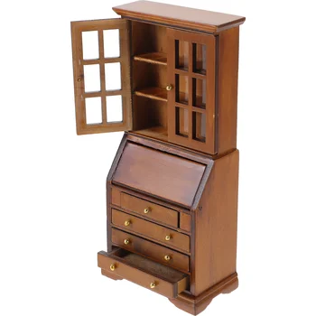 Шкаф для хранения вещей в доме, Миниатюрные Декорации, Мебель для кукольного Домика, Деревянная мебель Изображение 2