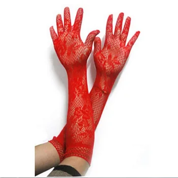 Элегантные Женские ультратонкие Длинные Летние перчатки для вождения на велосипеде, сексуальные красные солнцезащитные перчатки, женские эластичные кружевные сетчатые перчатки с защитой от ультрафиолета